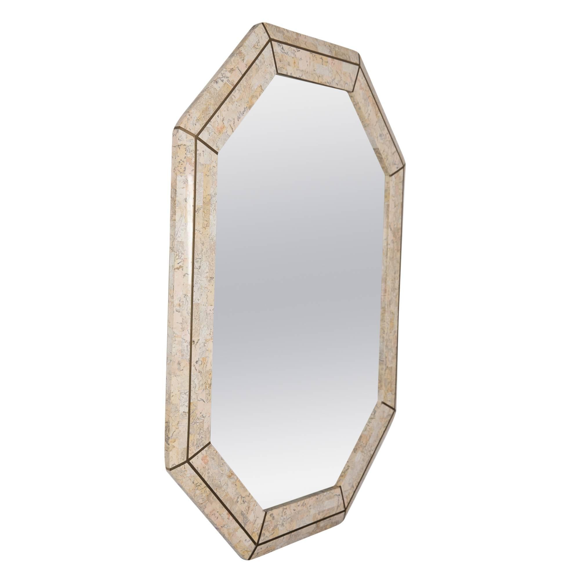Tessellated Stone Frame Mirror by Maitland Smith In Excellent Condition In Brooklyn, NY