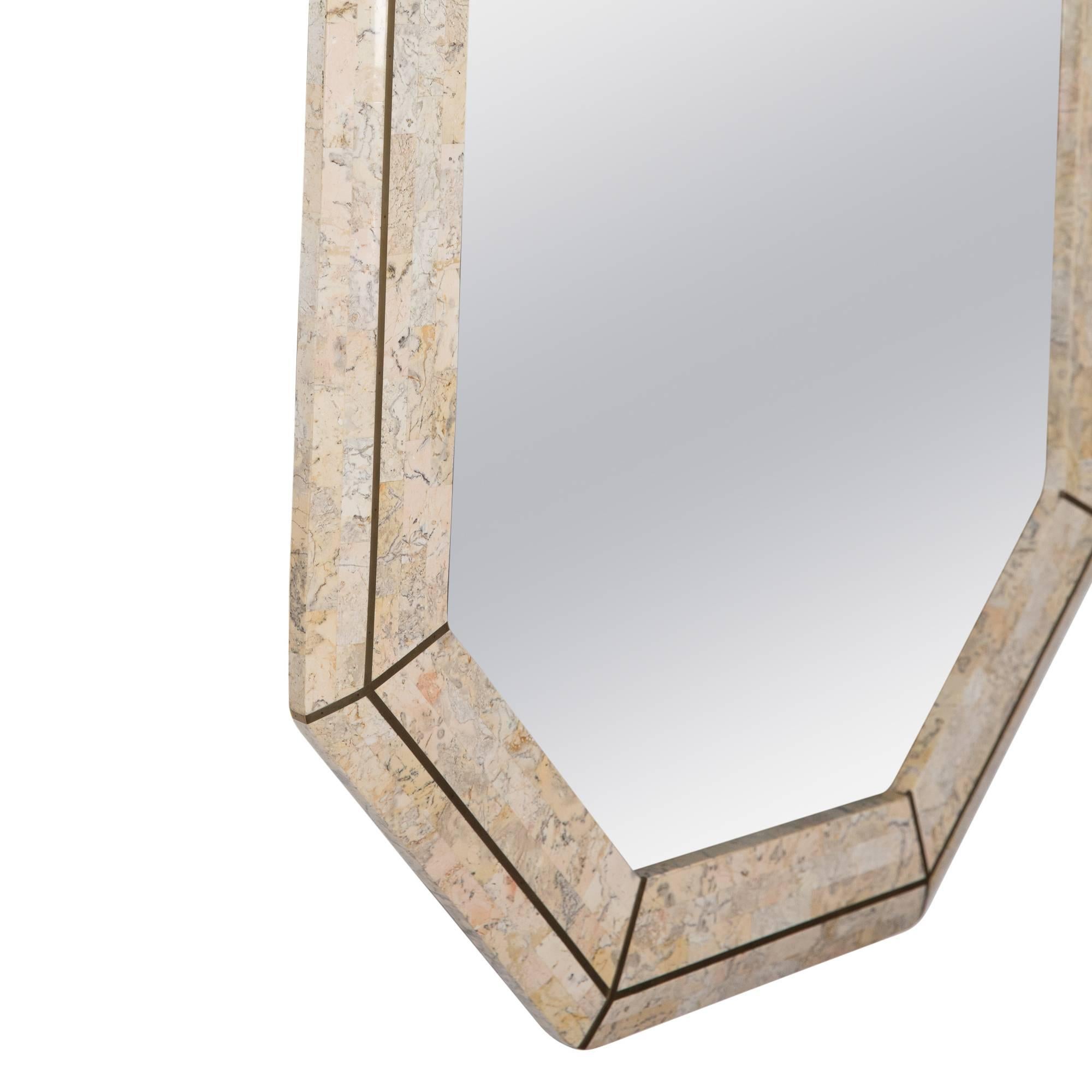 British Tessellated Stone Frame Mirror by Maitland Smith