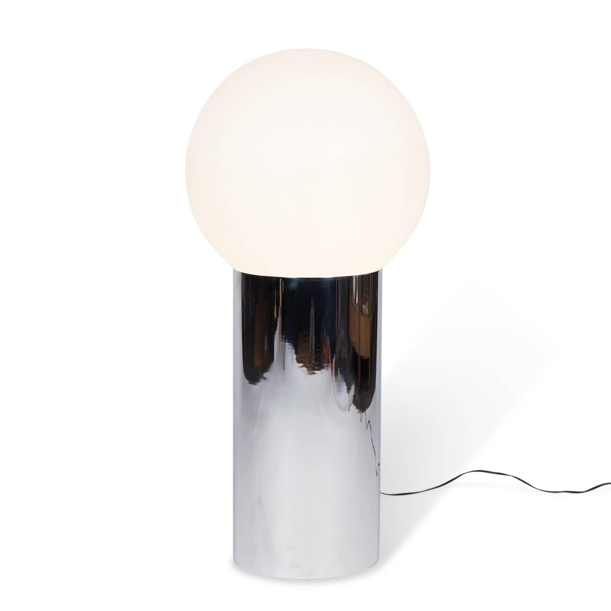 Modern Poly Sphere and Chrome Floor Lamp by Sonneman For Sale