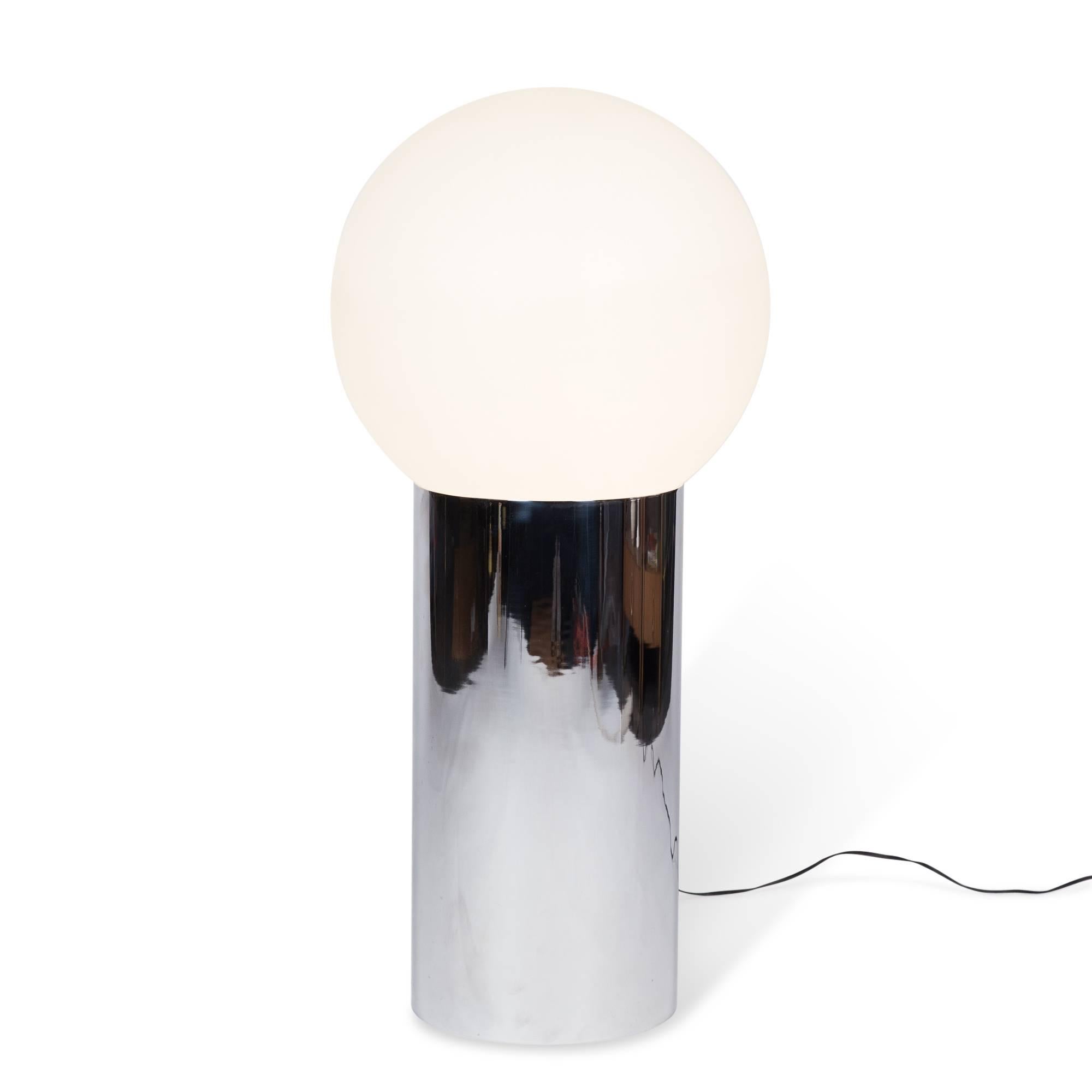 American Poly Sphere and Chrome Floor Lamp by Sonneman For Sale