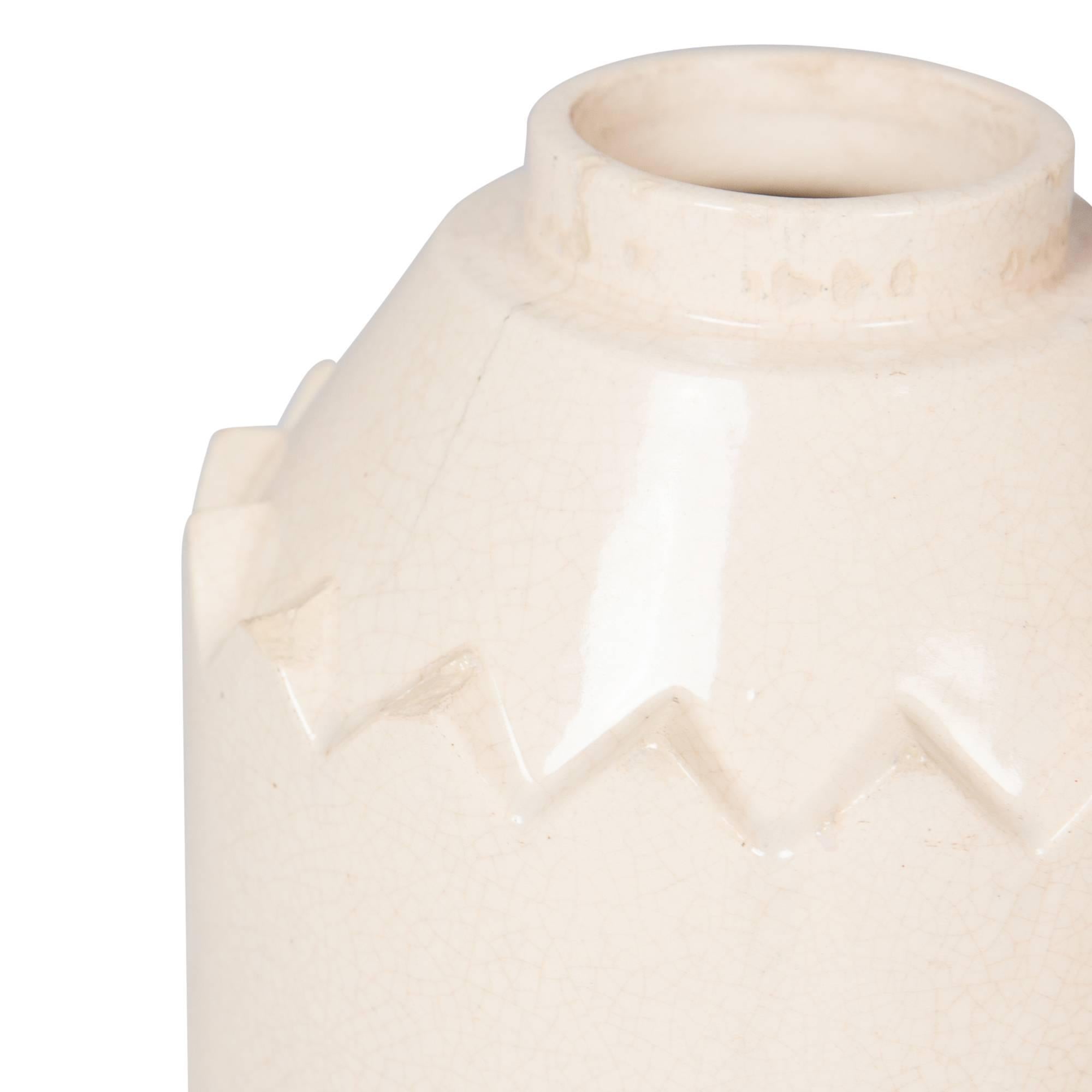 French Crackle Glaze Ceramic Vase by Robert Lallemant For Sale