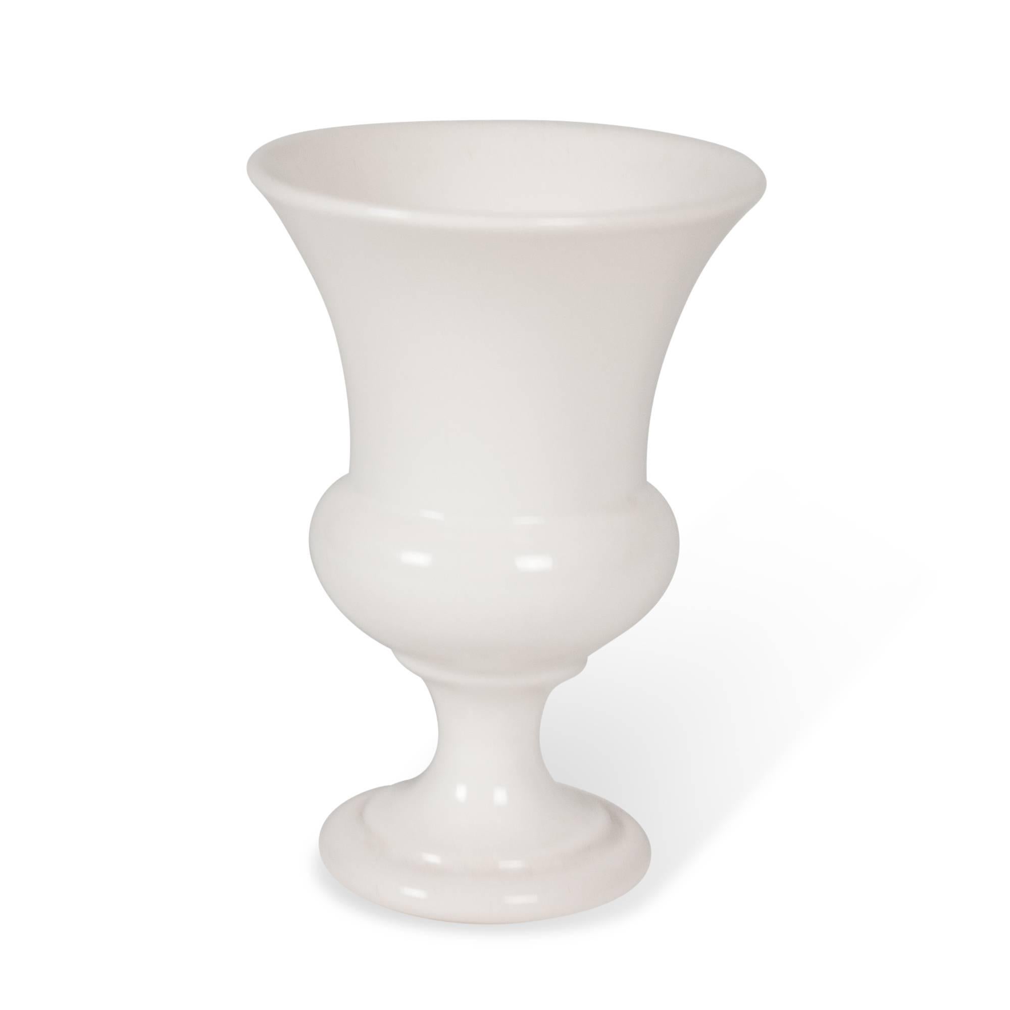 Modern White Ceramic Urn Form Vase by Pol Chambost For Sale