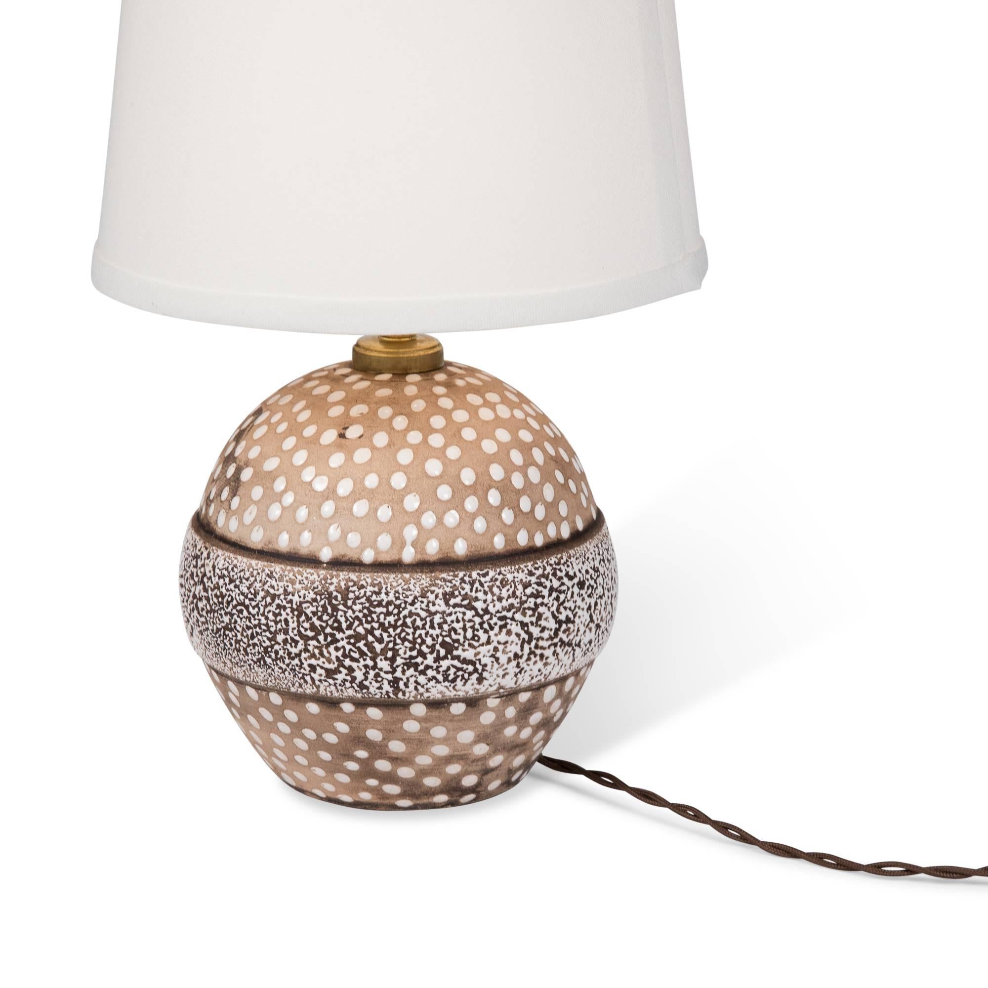 Mid-20th Century Glazed Spotted Ceramic Table Lamp by Louis Dage, French, 1930s For Sale