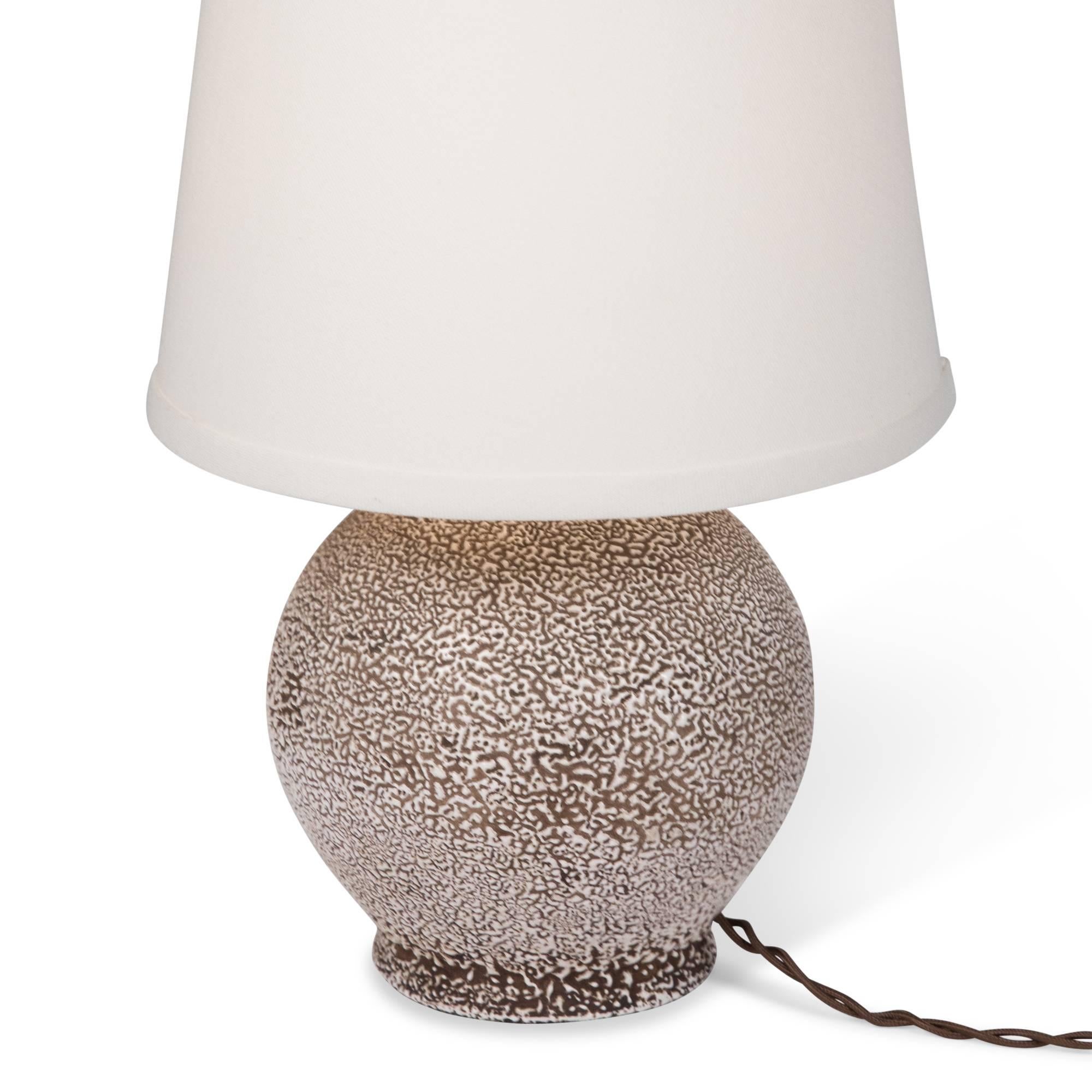 Lightly Textured Ceramic Table Lamp by Louis Dage, French, 1930s In Excellent Condition In Brooklyn, NY