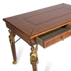 Gilt Tooled Leather Two-Drawer Desk by Maitland Smith