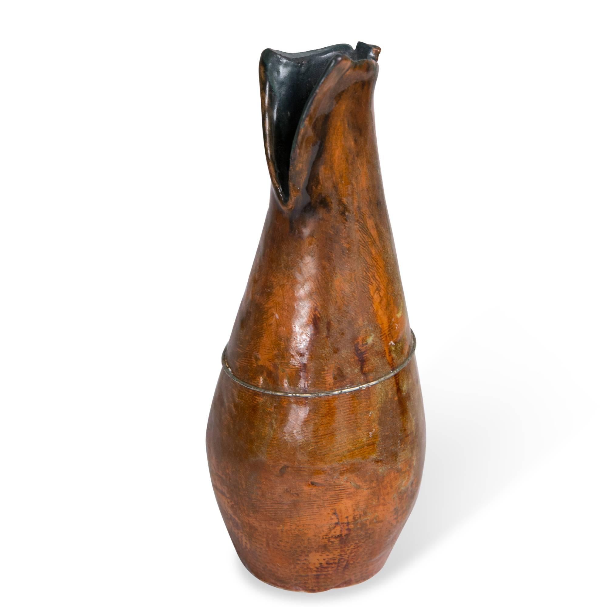 Modern Red Glazed Hand Built Ceramic Vase by Juliette Derel For Sale