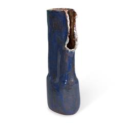 Blue Glazed Hand Built Ceramic Vase by Juliette Derel