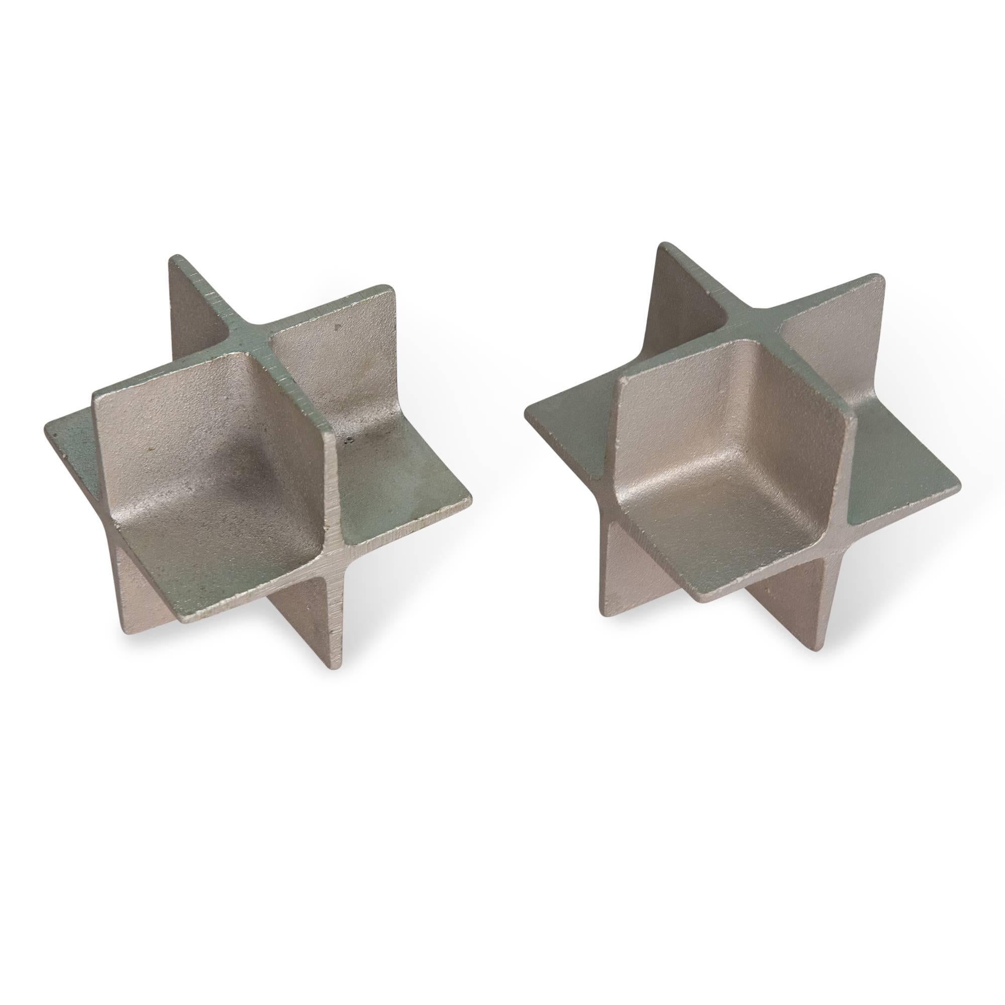 Mid-Century Modern Pair of Steel Cubic Bookends by Carl Auböck