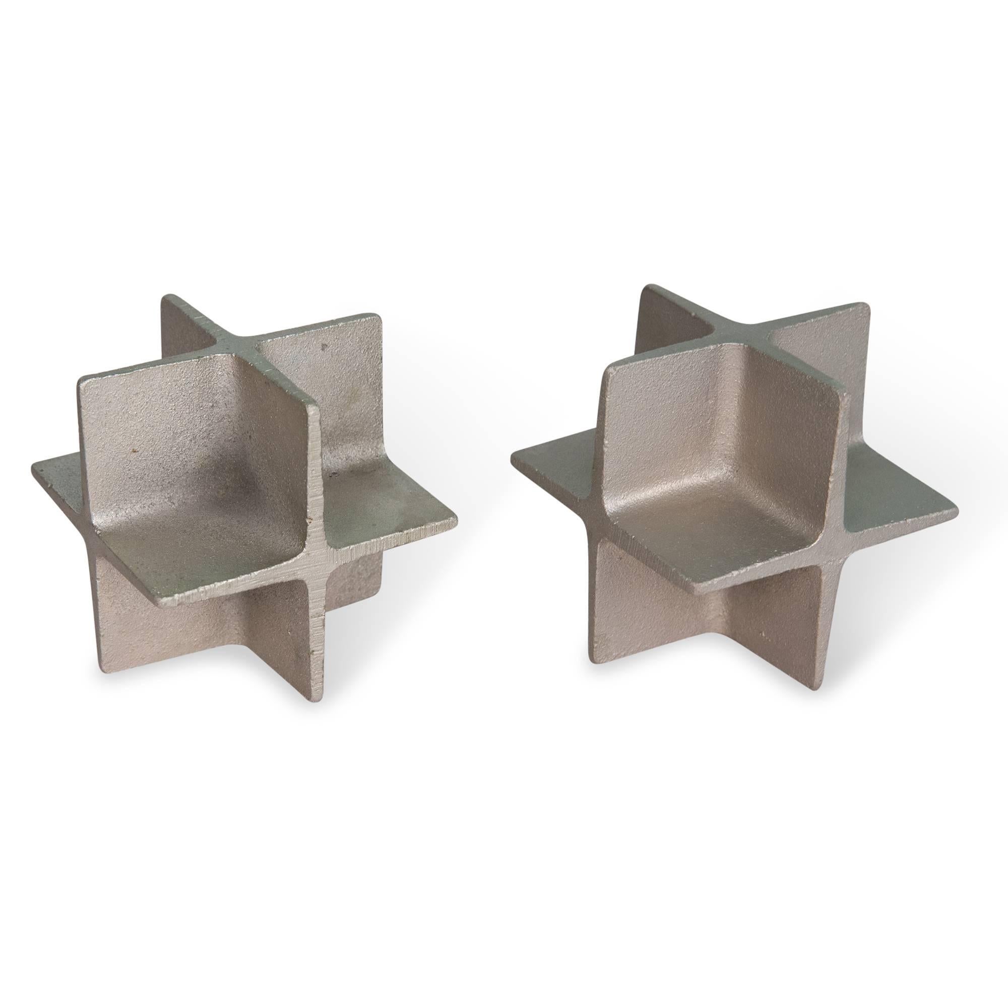 Pair of Steel Cubic Bookends by Carl Auböck In Excellent Condition In Brooklyn, NY