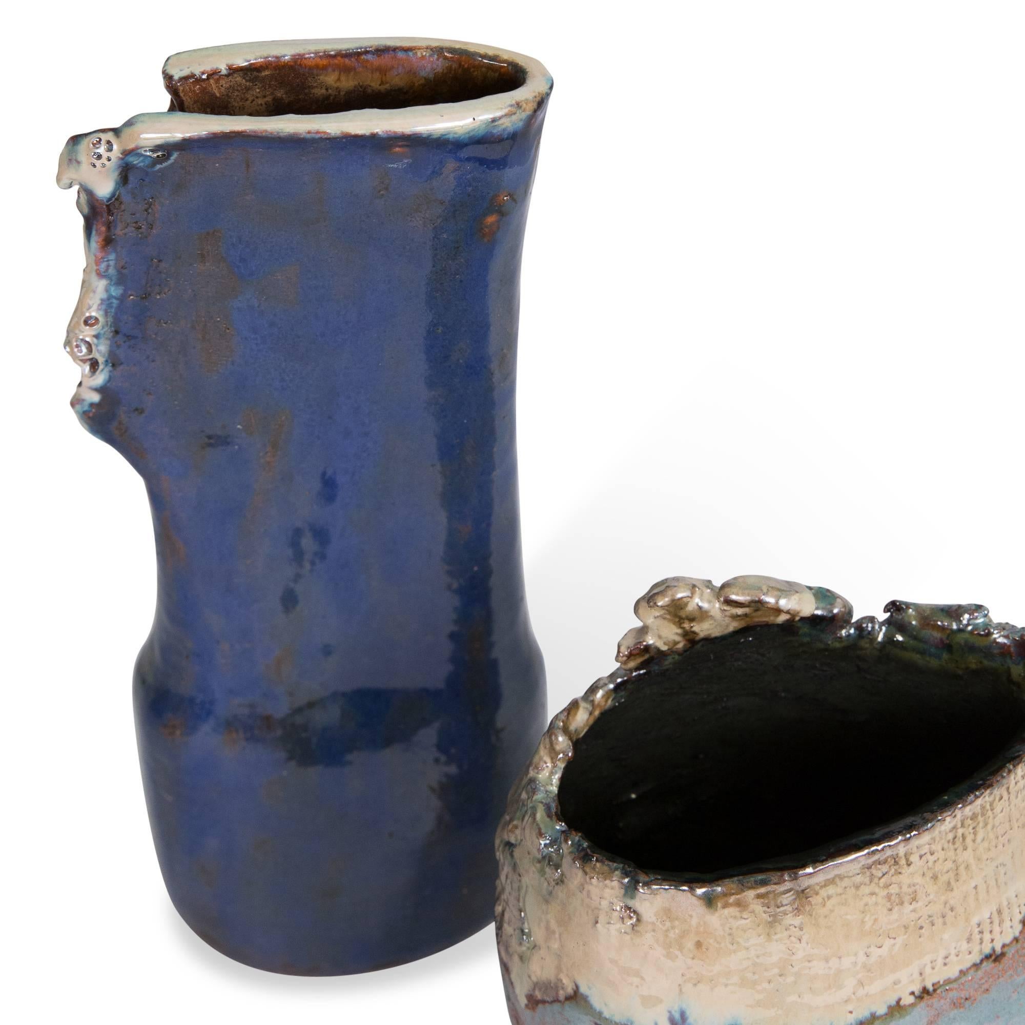 Two Handbuilt Ceramic Vases by Juliette Derel In Excellent Condition For Sale In Brooklyn, NY