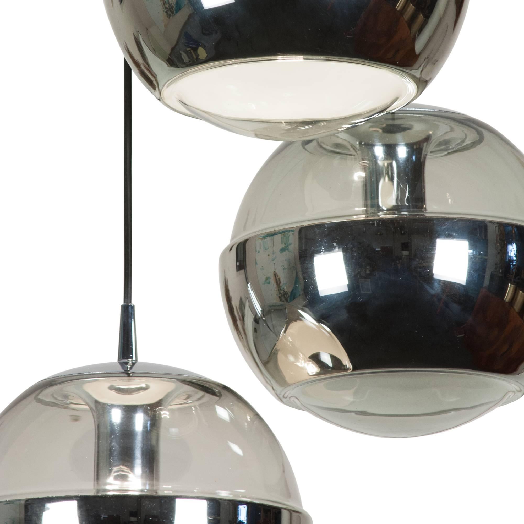 Modern Triple Sphere Hanging Light by Peill and Putzler, German, 1960s For Sale