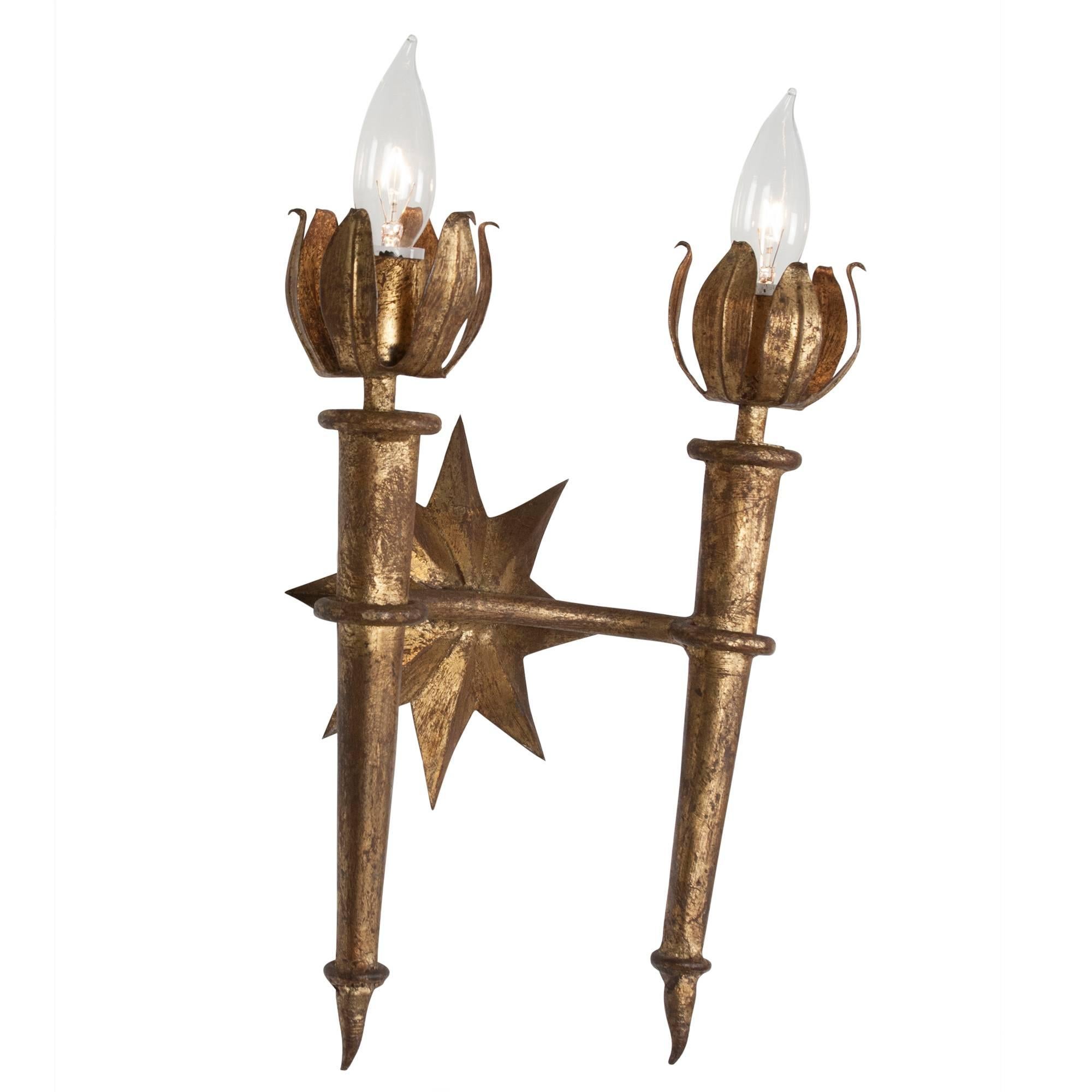 Pair of Poillerat Style Wall Sconces, French, 1940s 2