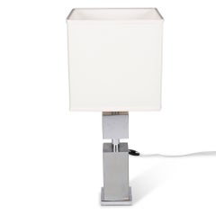 Chrome Square Column Table Lamp, French, 1970s