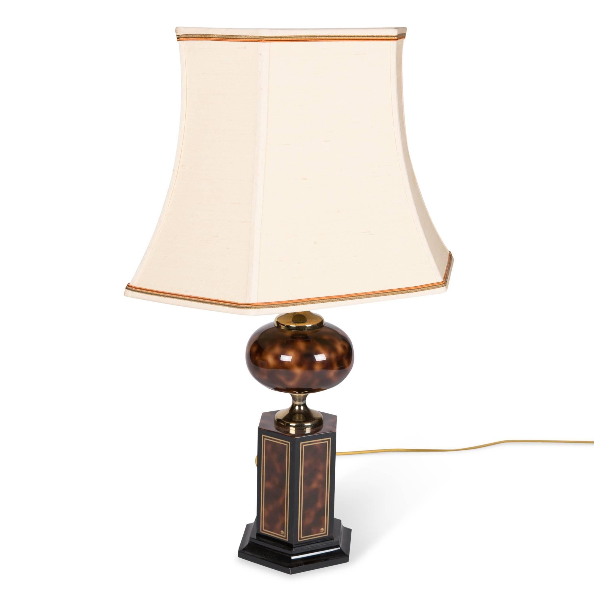 Modern Faux Tortoise Table Lamp by Maison Jansen For Sale