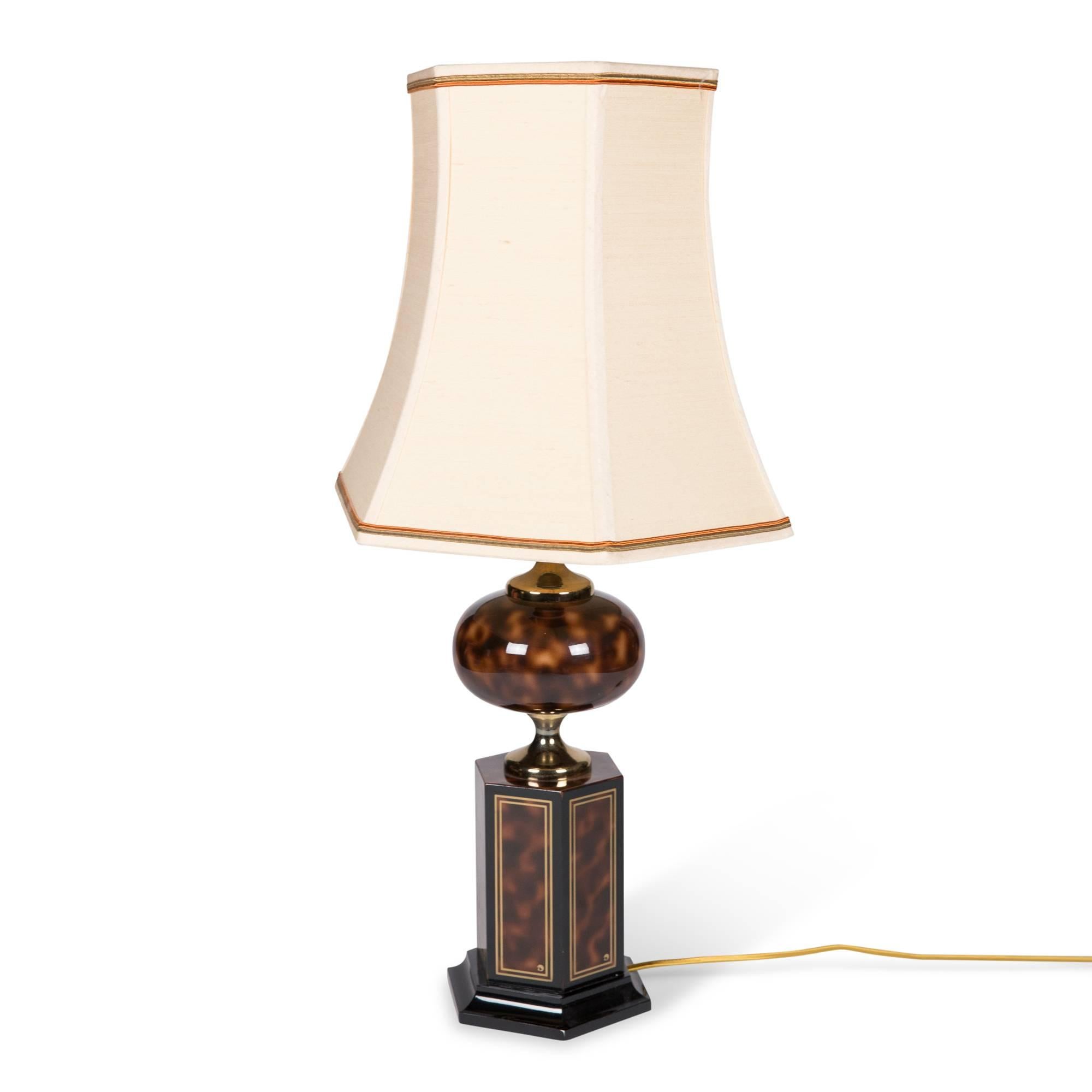 French Faux Tortoise Table Lamp by Maison Jansen For Sale