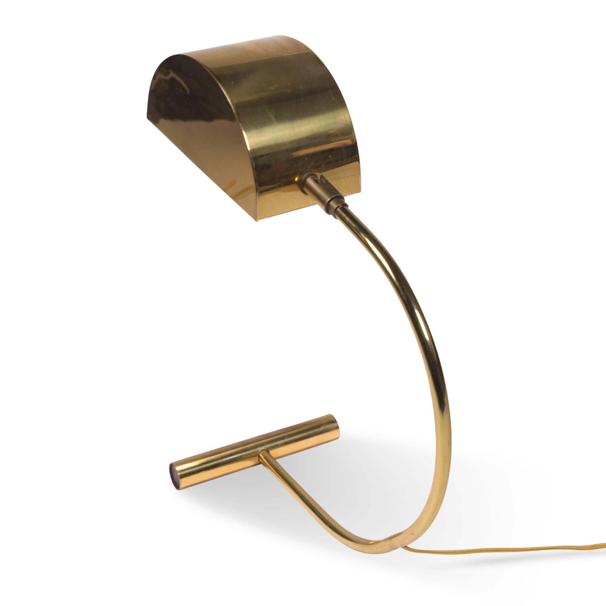 Polished Brass Desk Lamp, American, 1960s In Excellent Condition For Sale In Brooklyn, NY