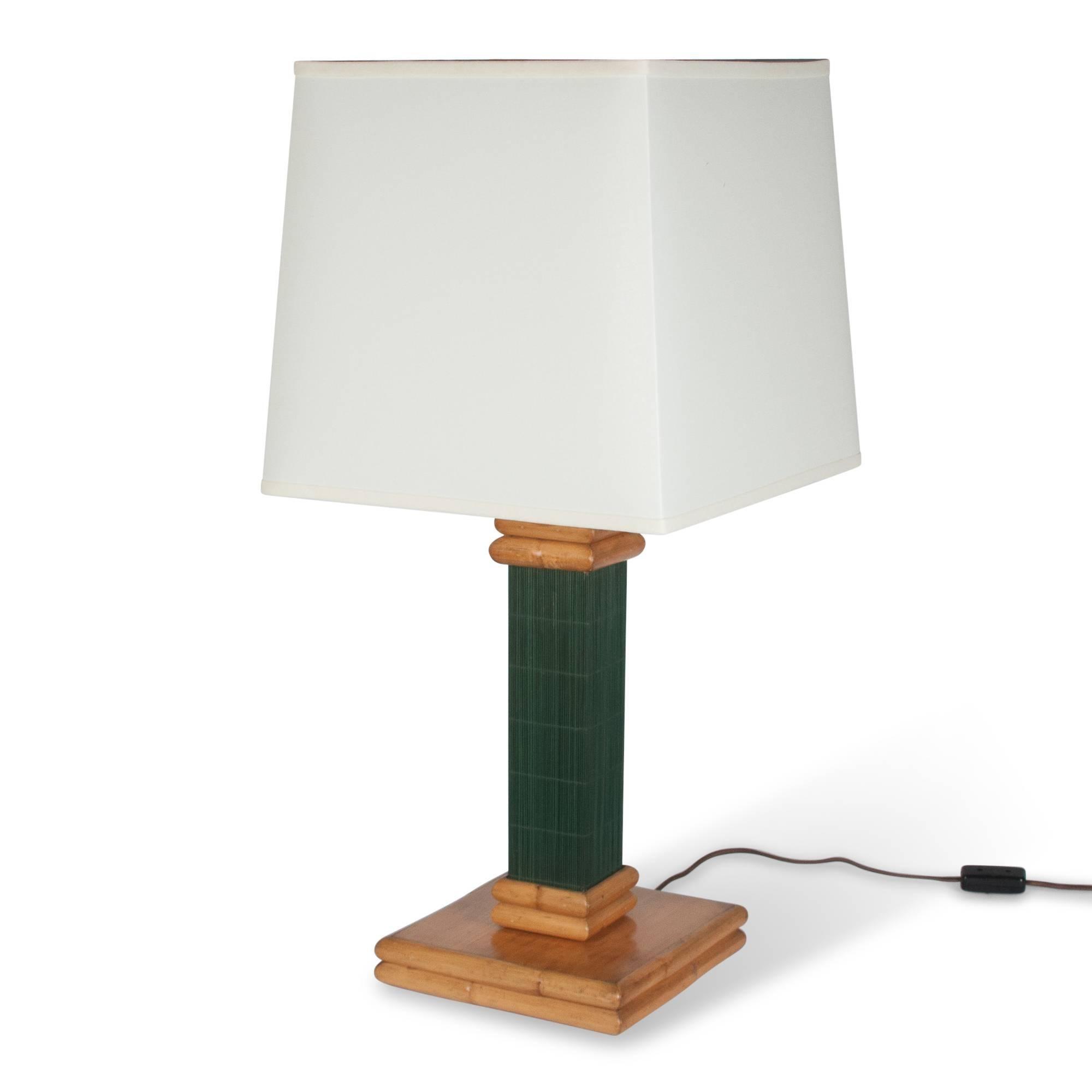 Modern Pair of Bamboo Table Lamps, American, 1960s For Sale