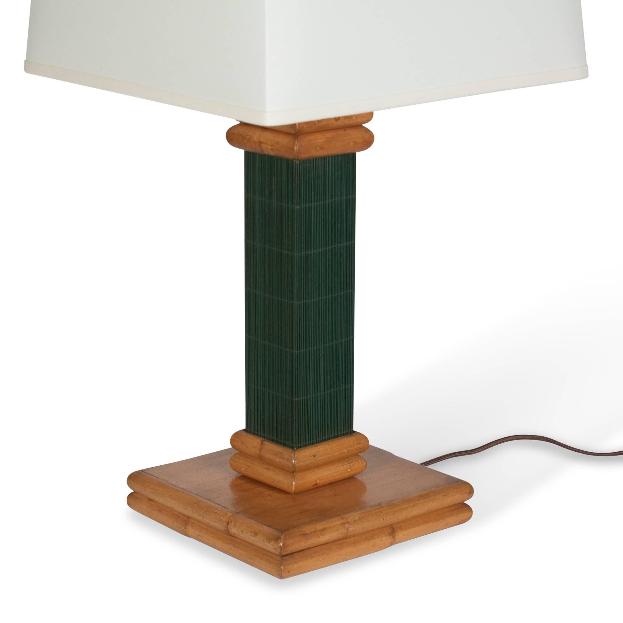 Pair of Bamboo Table Lamps, American, 1960s In Excellent Condition For Sale In Brooklyn, NY