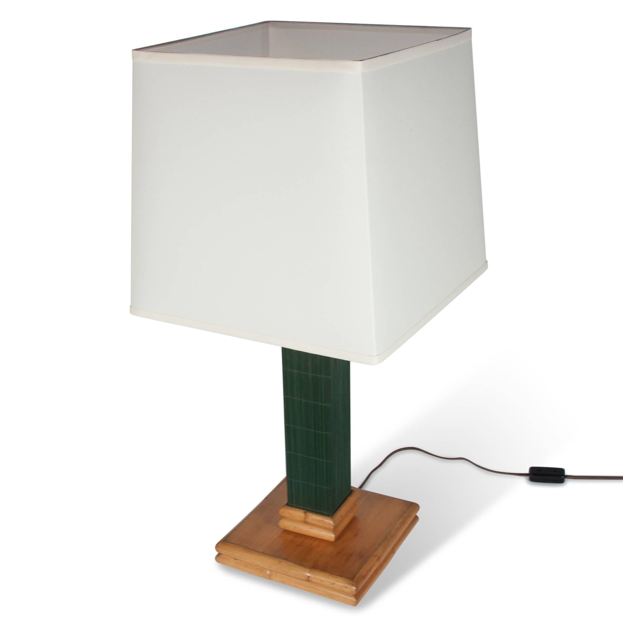 Mid-20th Century Pair of Bamboo Table Lamps, American, 1960s For Sale