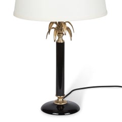 Black Lacquered Table Lamp, French, 1980s