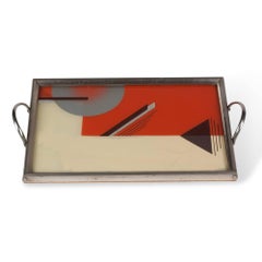 Art Deco Geometric Lacquered Serving Tray, German, circa 1930