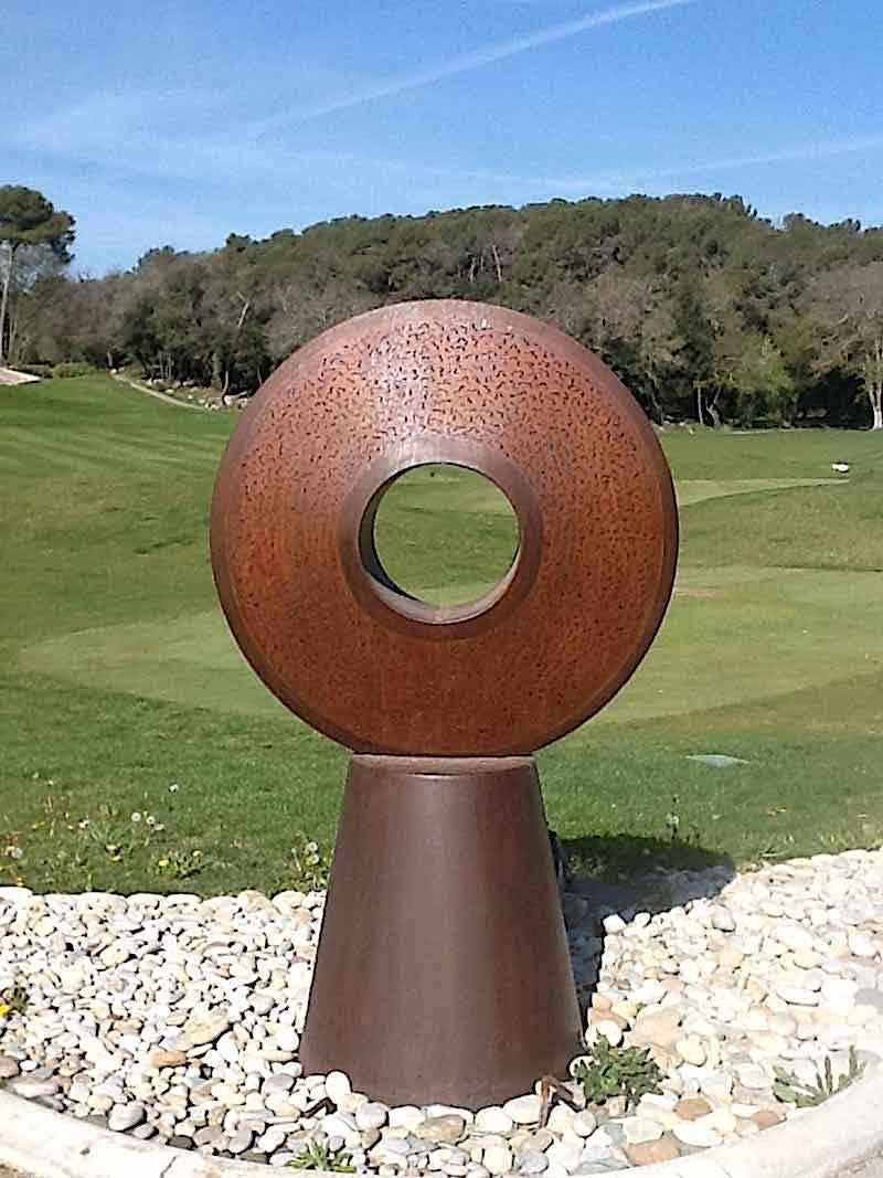 Industrial Contemporary Outdoor Large Abstract Steel Painted Sculpture