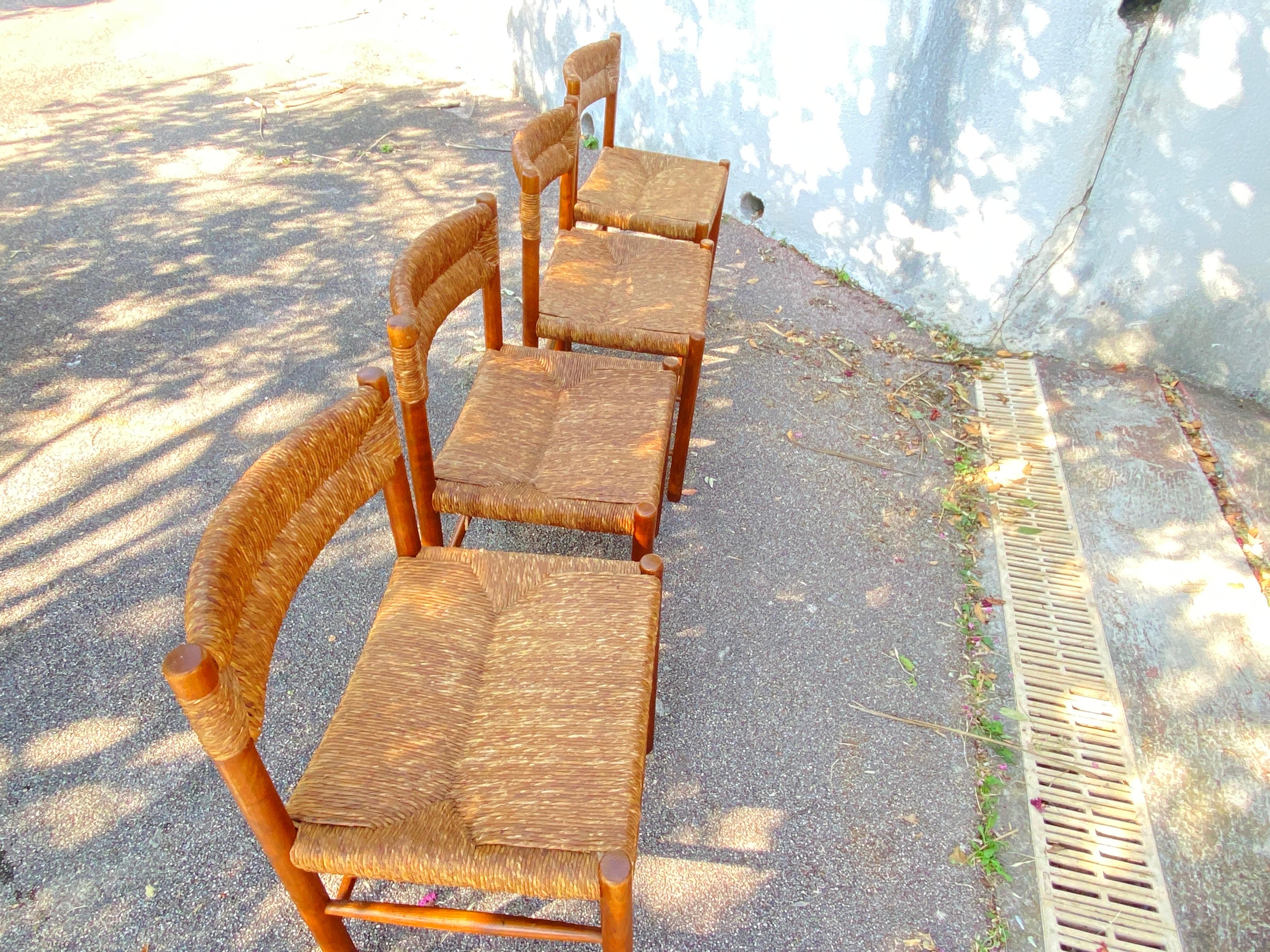 Chairs by Charlotte Perriand Dordogne Model Robert Santou France Set of 4 13