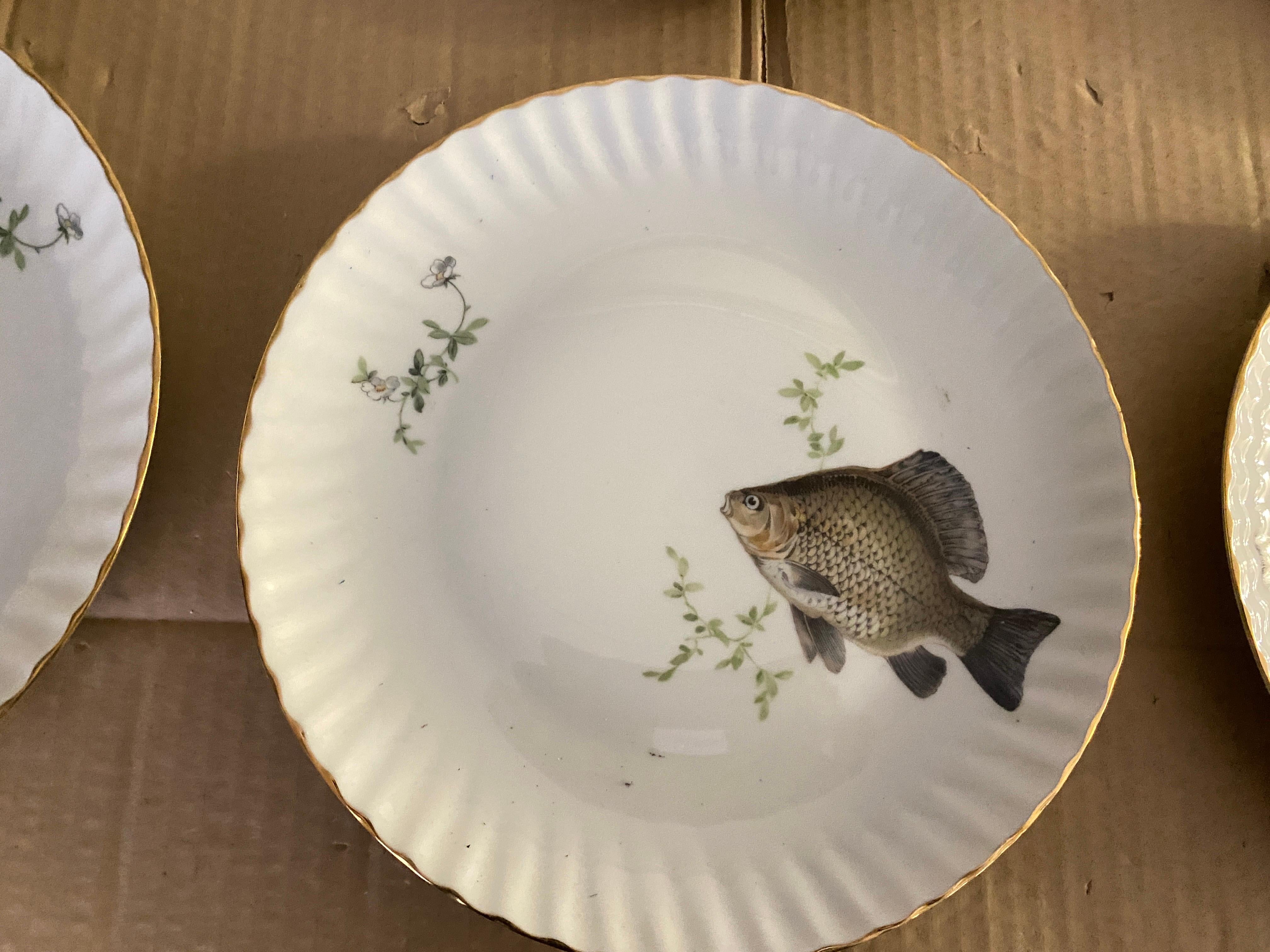 Mid-Century Modern Porcelain Fish Plates by Limoges, France 3