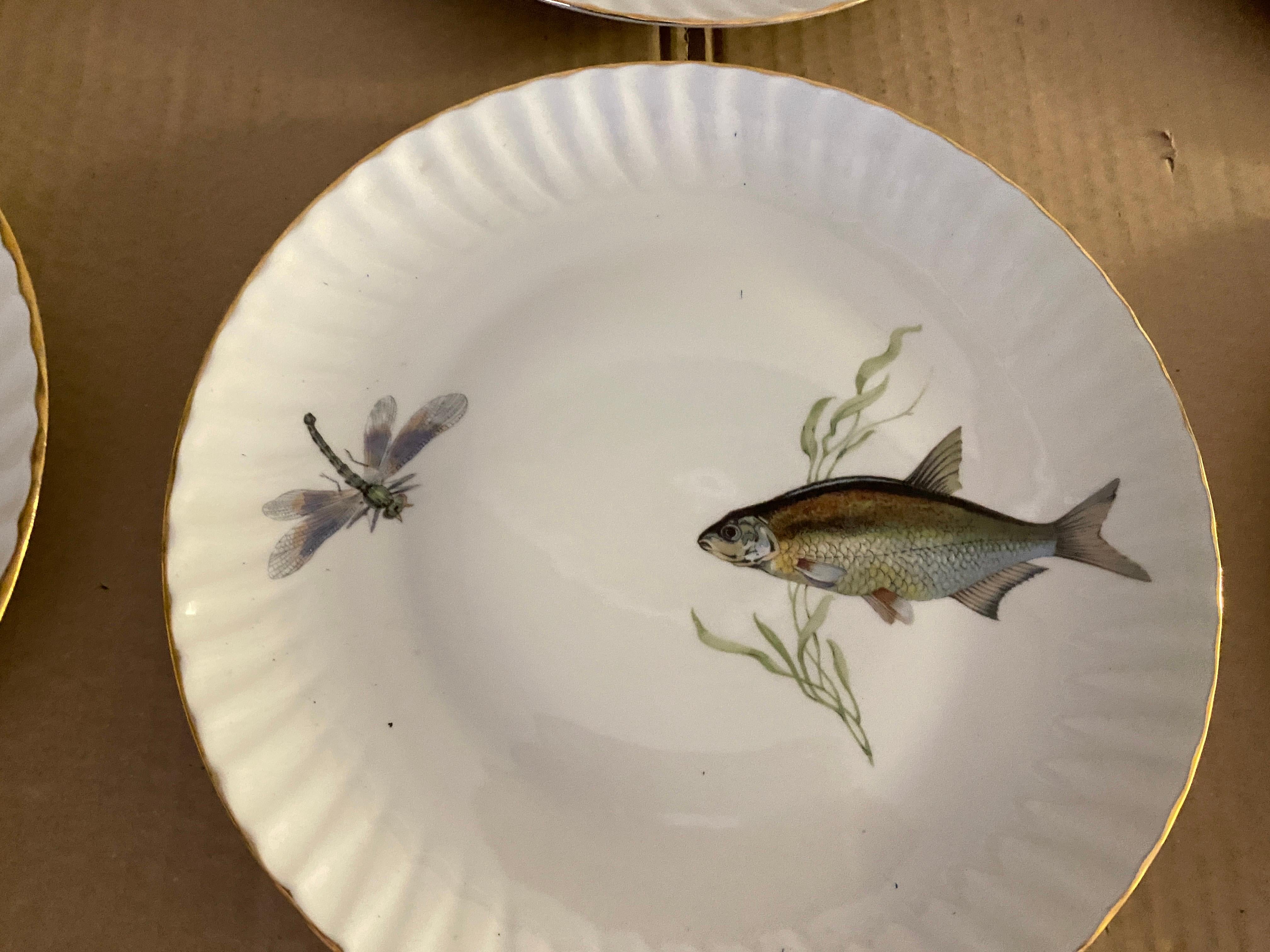Mid-Century Modern Porcelain Fish Plates by Limoges, France 4