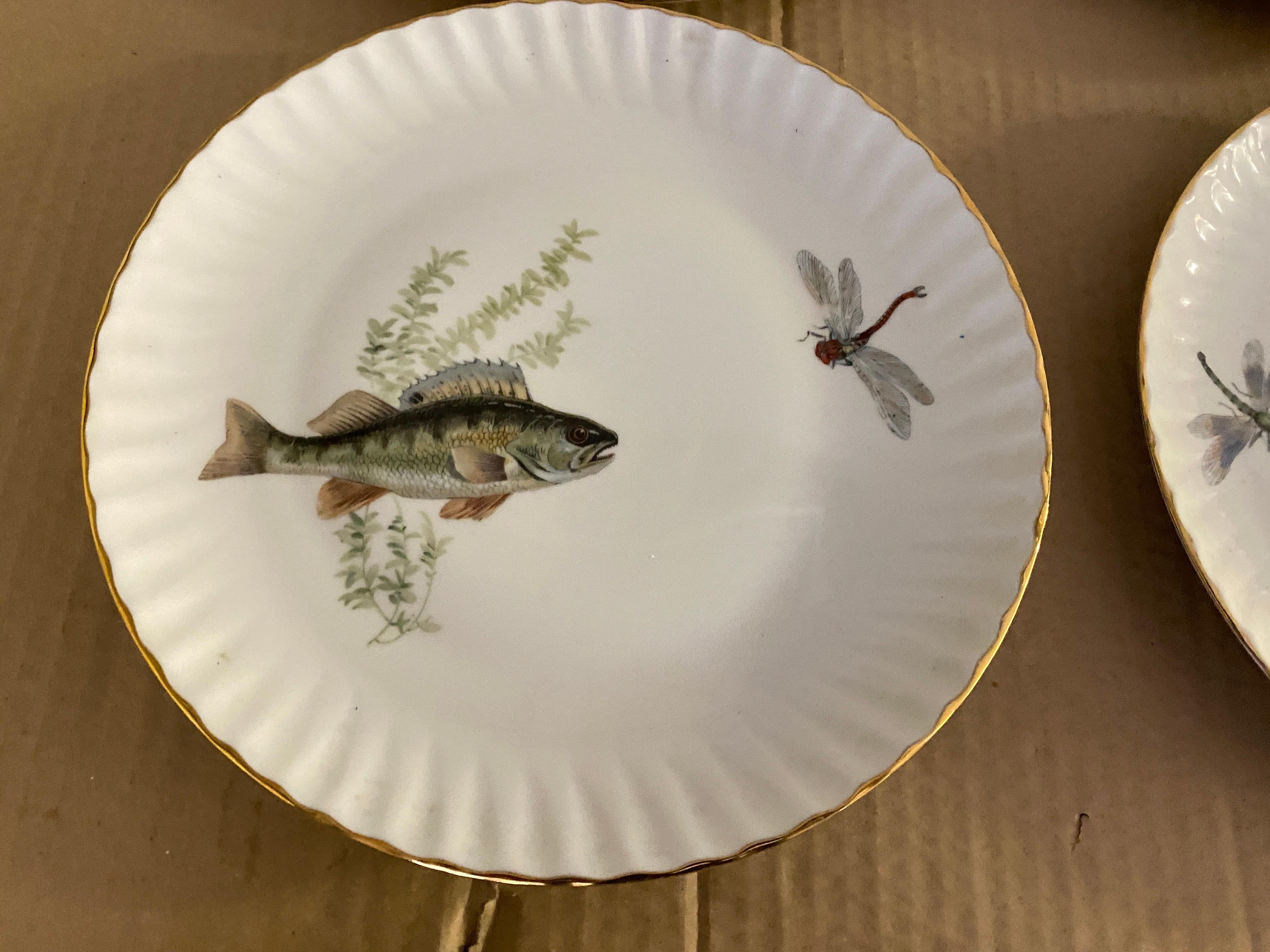 Mid-Century Modern Porcelain Fish Plates by Limoges, France 5