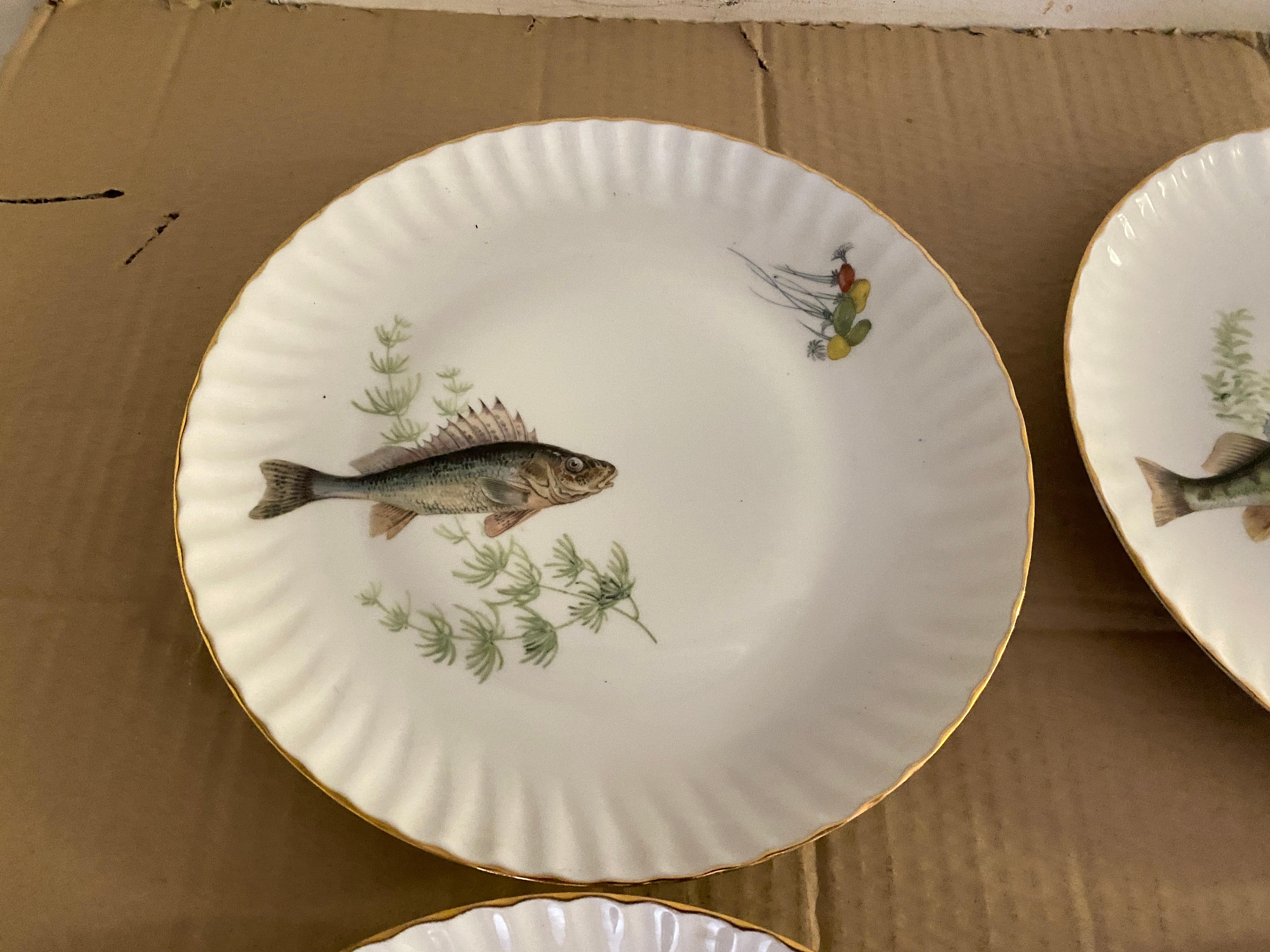 Mid-Century Modern Porcelain Fish Plates by Limoges, France 6