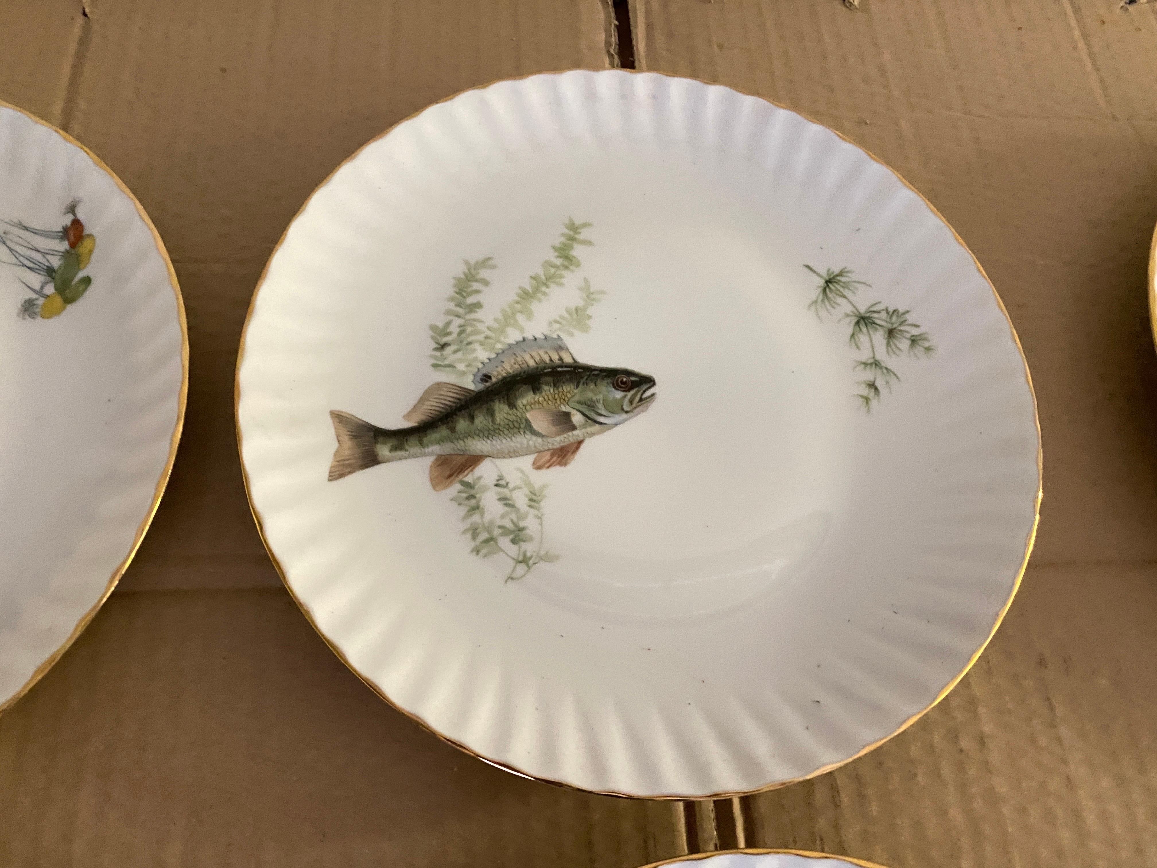 Mid-Century Modern Porcelain Fish Plates by Limoges, France 7