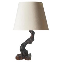 Table Lamp, Brutalist, Abstract Root Driftwood, Brown color France 20th Century