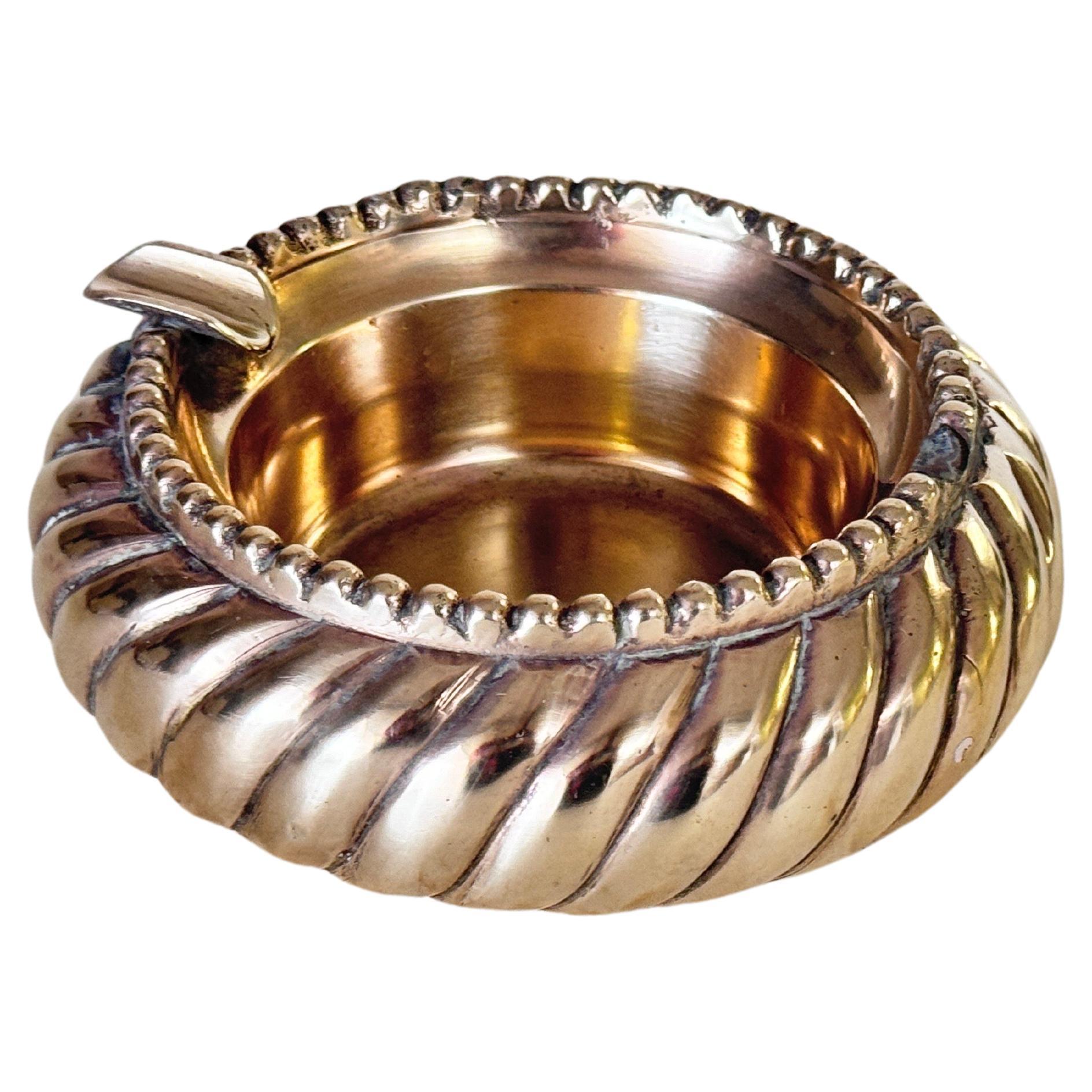  Solid Brass Ashtray Beatiful Patina For Sale