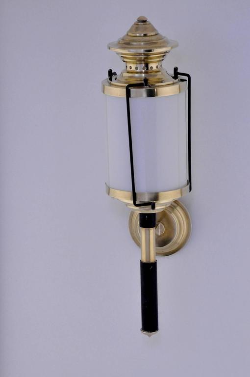 Brass Pair of 1950  Italian Lantern-Sconces