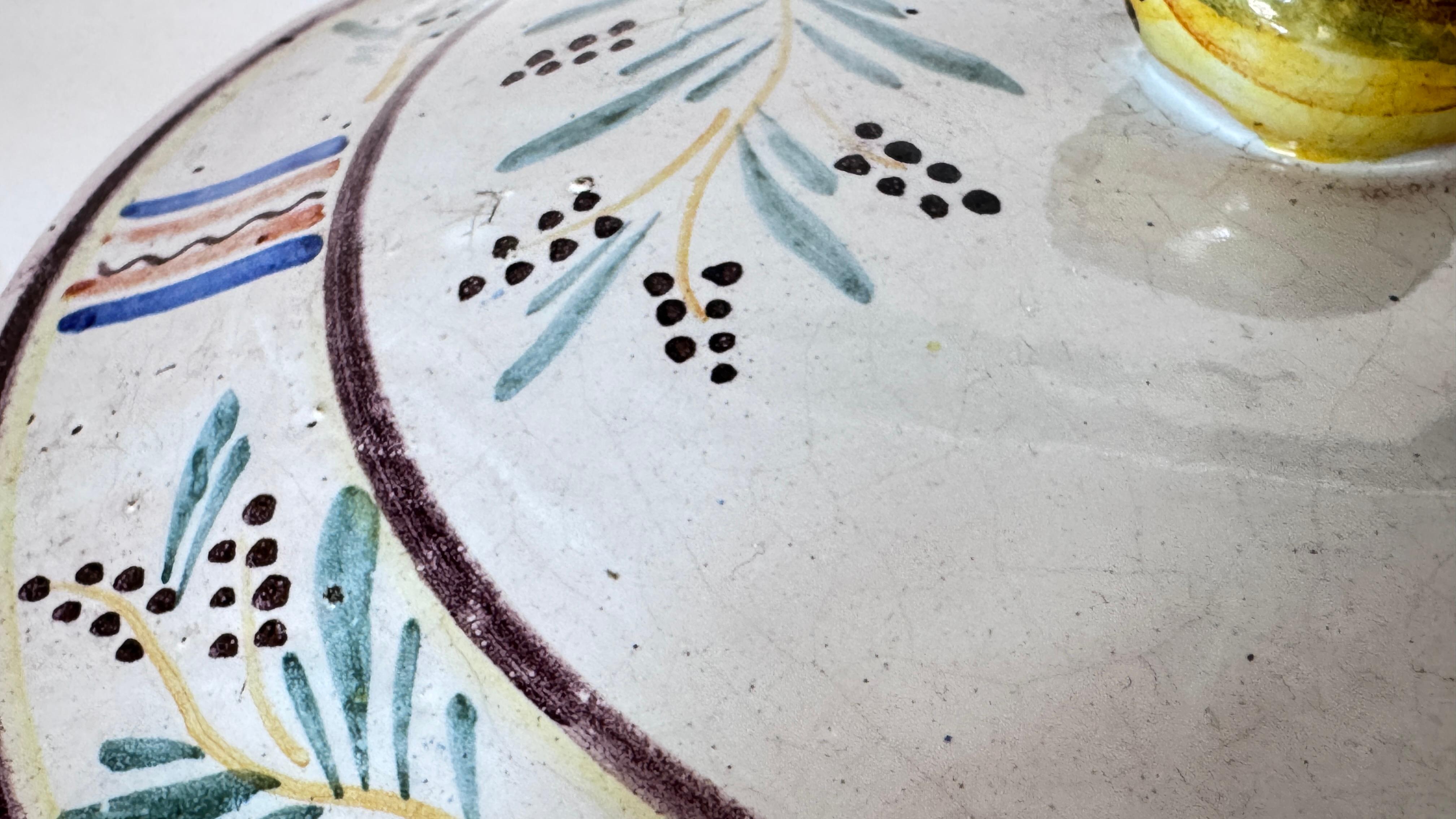 French Hand-Painted Faience Terrine – Rustic Provençal Style – Bird & Botanical For Sale 1