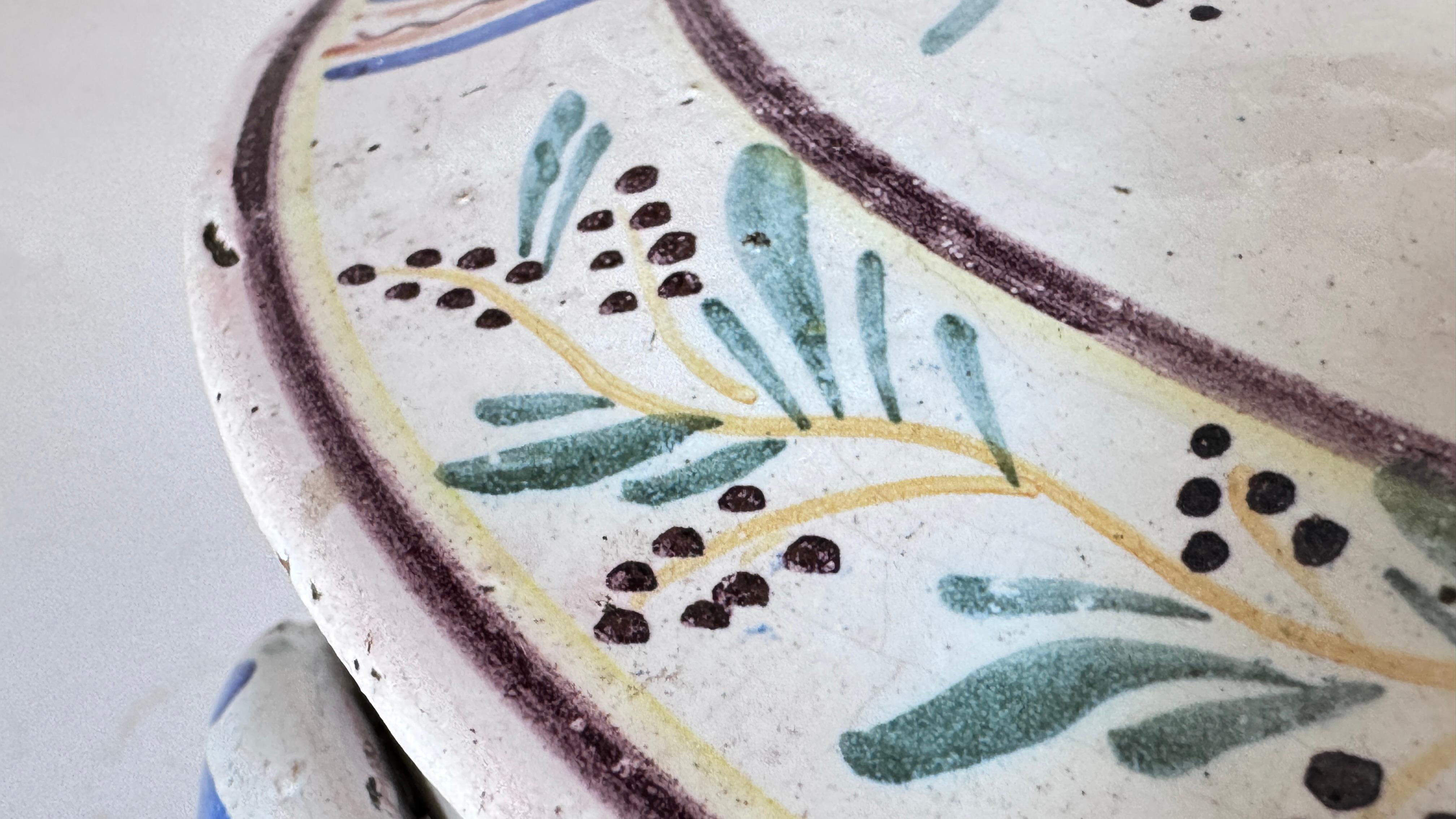 French Hand-Painted Faience Terrine – Rustic Provençal Style – Bird & Botanical For Sale 2