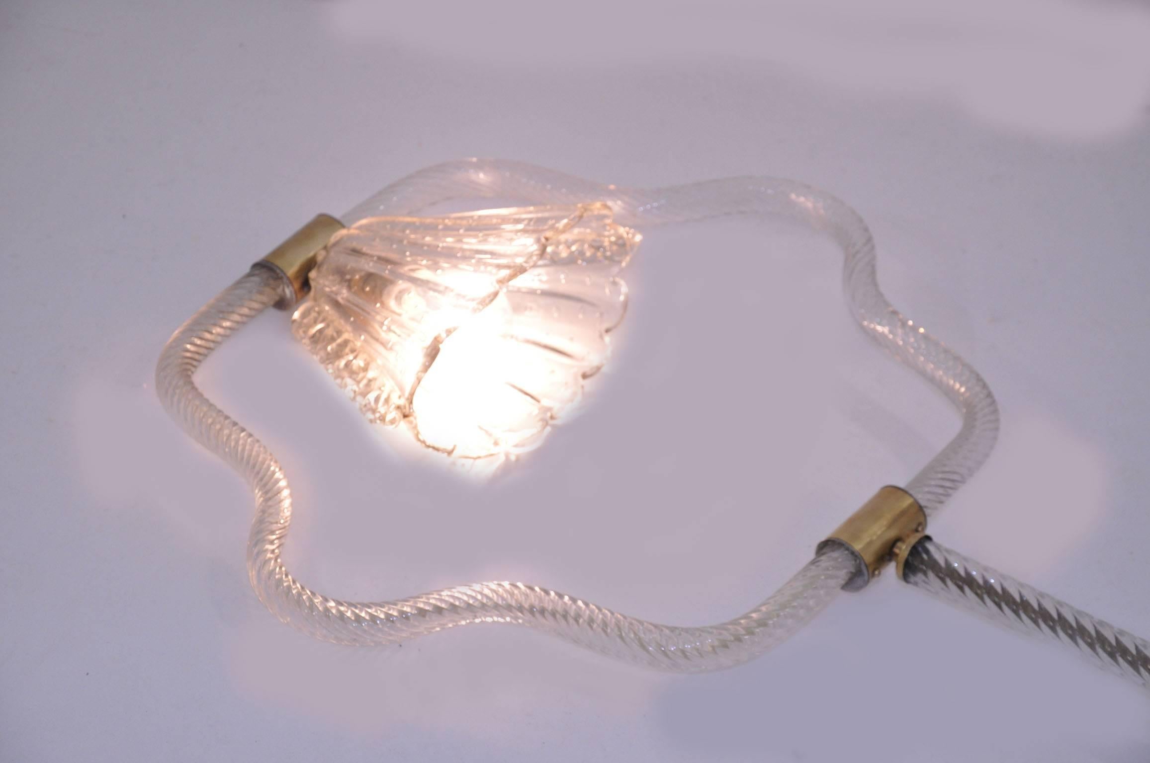 Italian 1940s Glass Pendant Light by Barovier e Toso, Murano In Excellent Condition In Auribeau sur Siagne, FR
