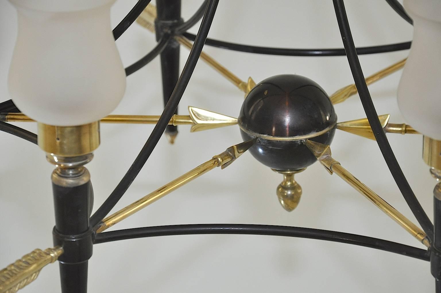 Lacquered Neoclassical French 1940 Empire Style Chandelier by Maison Jansen