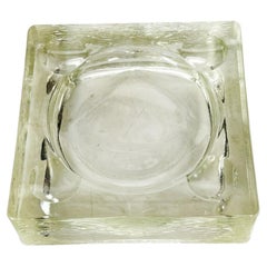Square glass ashtray, Art Deco style, Saint-Gobain glass, France, 1940