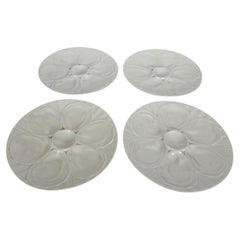 Set of 4 Majolica Plates in White Ceramic, France, 1980s