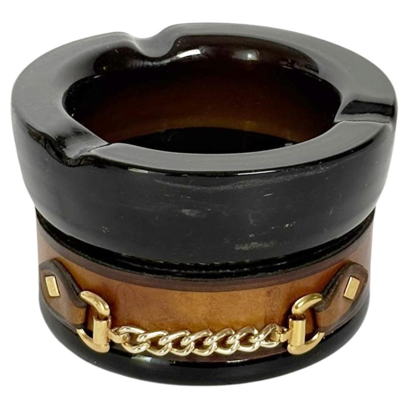 Glass and Brass Ashtray, France, 1970s