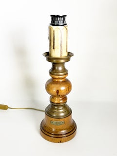 Rustic Wooden Table Lamp, France, 1960s