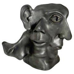 Patinierte Terrakotta-Skulptur mit mehreren Gesichtern, Frankreich, 1960er Jahre