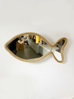 Large Fish-Shaped Rope Mirror, France, 1960s