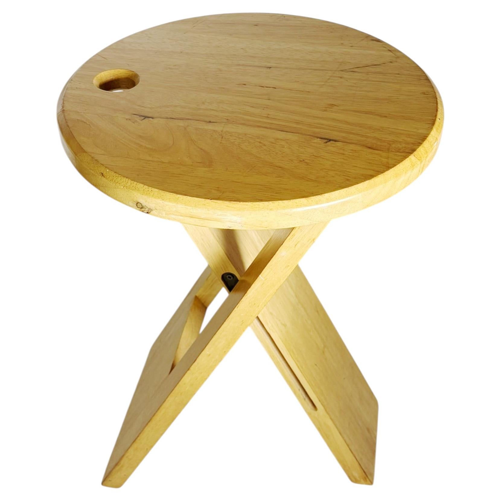 Roger Tallon Wooden Stool, France, 1970 For Sale