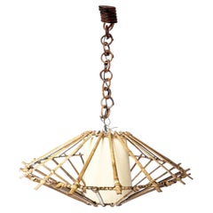 Rattan Chandelier, France, 1960s