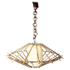 Rattan Chandelier, France, 1960s
