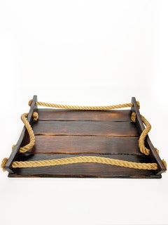 Wood and Rope Tray, France, 1990s