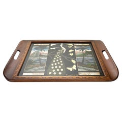Wooden tray with Rio de Janeiro decoration, 1970s